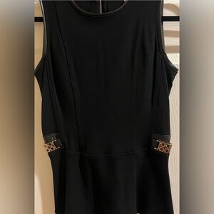 Cache Top, Black w/leather trim and Gold Peplum Tank Top NWOT